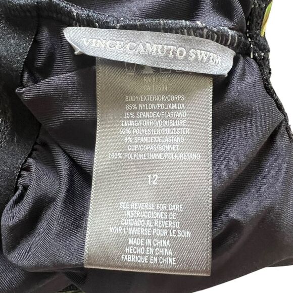 Vince Camuto Swimsuit Womens Sz. 12 Ruffle One Shoulder Cut Out Floral Padded - Picture 3 of 6